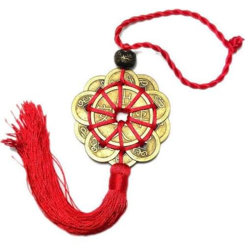 Chinese Knot Traditional Feng Shui Mascot Ancient 1/6 Coin Hanger Fortune Wealth Health lucky copper coin Success Lucky Charm
