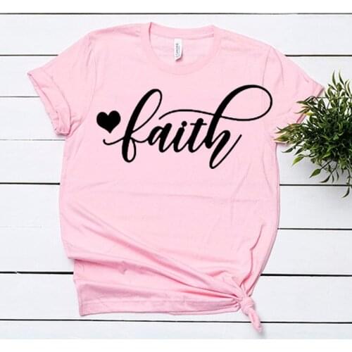 Love Faith Letter Print Plus Size Women T-shirt Christ Jesus Shirt Fashsion Cotton Female Clothing O Neck Short Sleeve Top Tee
