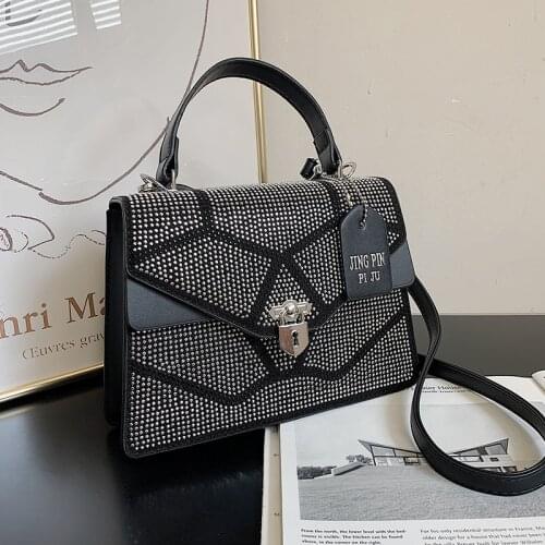 Blingbling Small Shoulder Bags for Women Pure Color Square Messenger Bag Splicing Ladies Tote Crossbody Bag Simple Flap Handbags