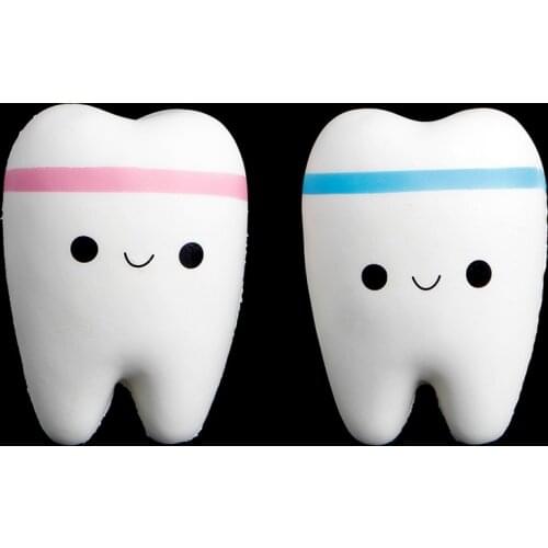 Cute Tooth Jumbo Squishy Slow Rising Squeeze Stress Hand Soft Toy Phone Pendant