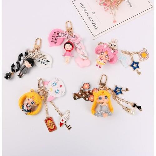 Fashion Couple Best Friend Gift Creative Anime Cartoon Doll Beautiful Girl Cat Magic Love Cute Bag Phone Car Key Chain K20033