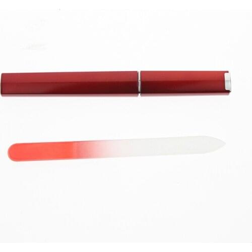 2Pcs/Set Red Color Best Professional Wholesale Glass Emery Board Fingernail Nail File Nailfile Care Gift Sets With Case