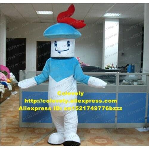 Fancy Blue Cork Bottle Stopper Plug Spigot Tap Mascot Costume Adult Size With Red Hair Band Blue Cone Hat Smile No.6447 Free Sh