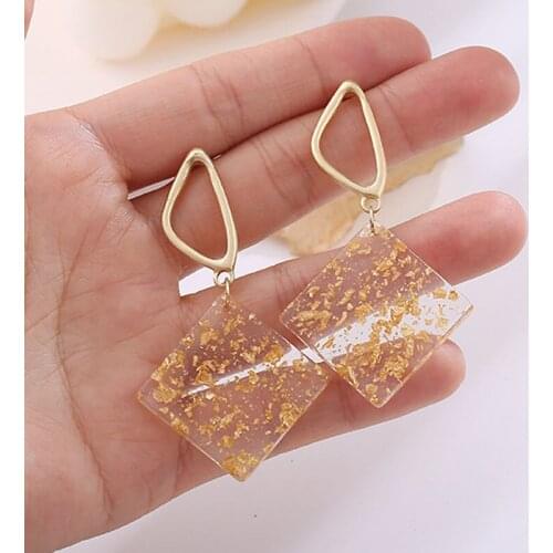 New Arrival geometric Clinquant sequins Earrings Womens Alloy acrylic circle A square bowknot U love Earrings Jewelry For Girls
