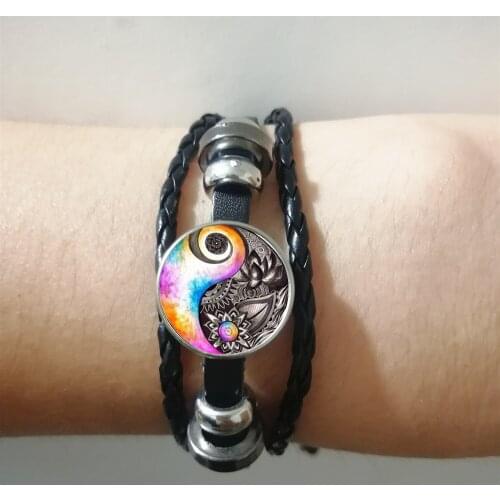 New Fashion Popular Gossip Mandala Flower Rope Leather Braided Lucky Bracelet