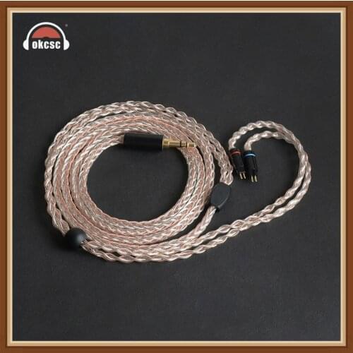 OKCSC KE8HU 0.78MM 2PIN Headphone Upgrade Cables 8 Cores Copper and Silver 3.5mm Plug for en700pro 1964 UE18/JH13/JH16/W4r