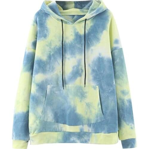 ZITY Autumn Women Hoodies Long Sleeve Tie -Dye Printed Hoodies Casual Plus Size Loose Sweater Women 'S Pocket Coat Sweatshirts