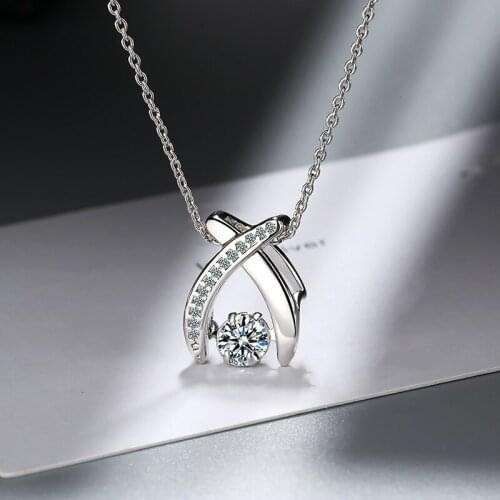 Womens Fashion Simple Style Small Pendants Necklaces Shiny Micro Crystal Heart Pentagram Star Zircon Cute Pendant Accessories