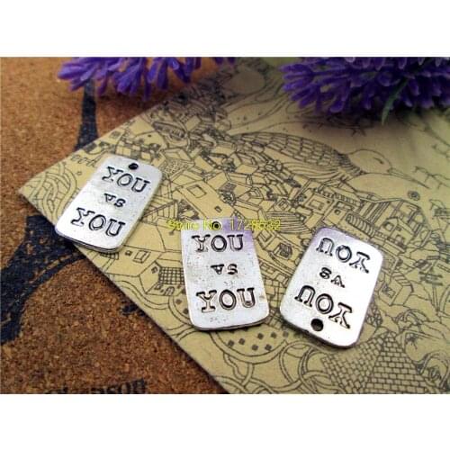 12pcs- You v s You Charms Antique Tibetan silver You v s You Charms pendants 22x13mm