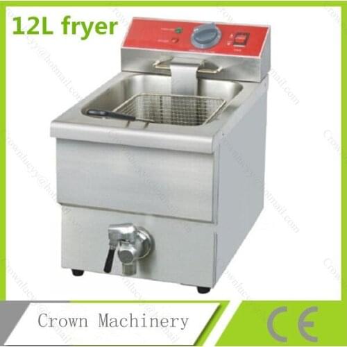 Luxury type single tank 12L commercial electric deep fryers with oil Faucet