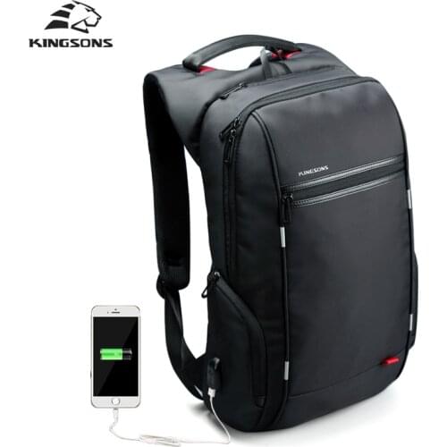 Kingsons KS3144W 15.6'' Men Women Laptop Backpack Whit Usb Cable Waterproof Wear-resistant Leisure Travel Shcool Bag Backpacks