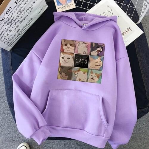 Cut cat Print oversized Sweatshirt Hoody Itself korean style Womens Hoodies Kawaii Hoodies for Women top clothes harajuku