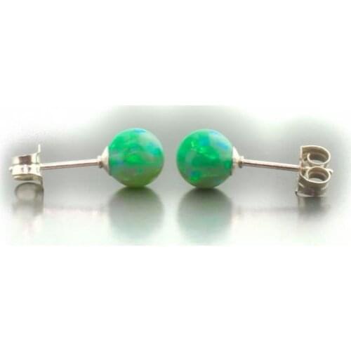 925 sterling silver Women Earring Green Fire Opal Earring white Gold Color Opal Stud Earrings Free Shipping