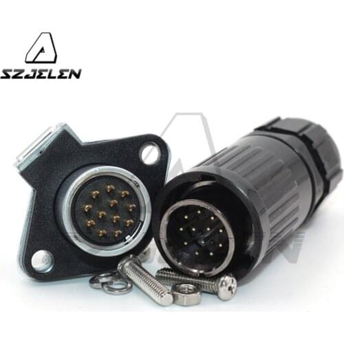 HP20 series, 12 pin Cable waterproof and dust connector Plugs and sockets, 12pin Industrial connectors