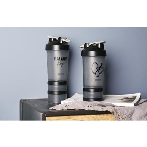 New Sports shaker with built-in protein cartridge shaker mixer fitness milkshake cup flip leakproof kettle with mixing ball