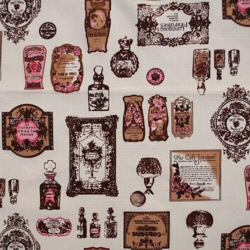 Ripstop Cotton Linen Fabric for sewing pathwork, bedding, hadmaking, tower and pen - Perfume bottle - coffee (width=130cm)