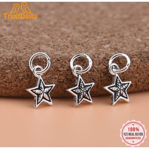 TrustDavis Real 925 Sterling Thai Silver Fashion Mini Star Charm Pendant Handmade DIY Accessories Fine Jewelry Wholesale HY020