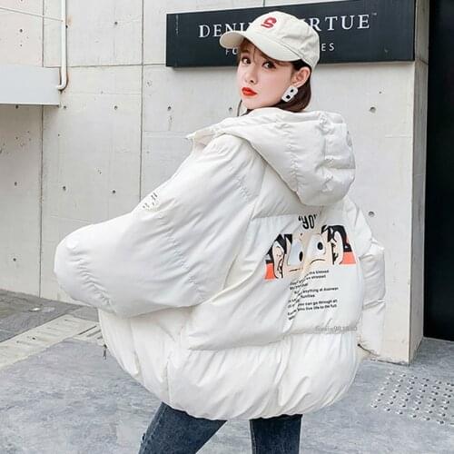 Spring Woman Winter Jacket Cartoon Parka Coat Female Hooded Warm Short Jackets Casual Jacket Coat Femme Harajuku