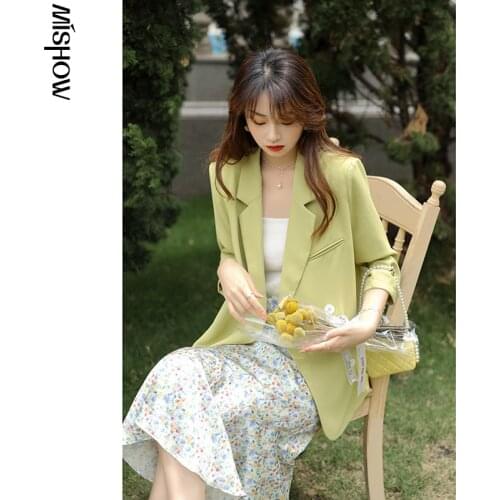 MISHOW 2021 Spring and Summer New Blazer For Women Office Ladies Singel Breasted Button Thin Coat Loose Jacket Female MXA24W0007