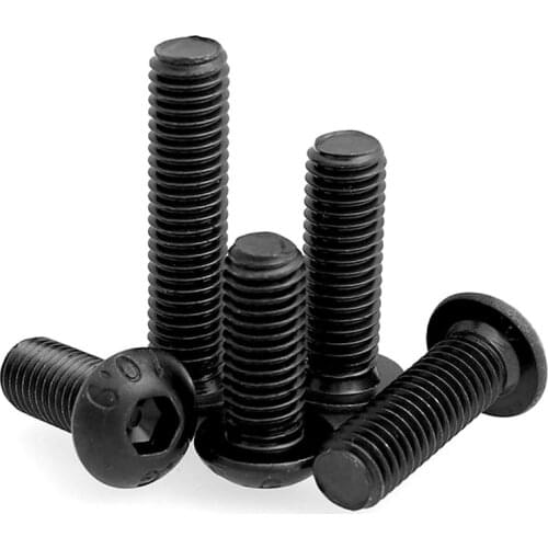 10/50pc Black 10.9 Grade Steel ISO7380 Hexagon Hex Socket Head Button Mushroom Allen Bolt Screw M2 M2.5 M3 M4 M5 M6 M8 L=3-100mm