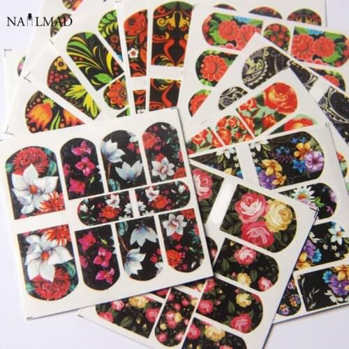 12sheets/pack NailMAD Flower Nail Water Decals Mandala Nail Art Water Decals Nail Transfers Sticker Water Slide