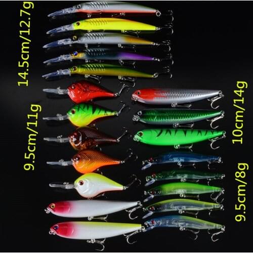 20pcs/lot Fishing Lures Set Minnows/Crank/Pencil Lure Wobbler Carp Fishing 4 Models Fishing Tackle Artificial