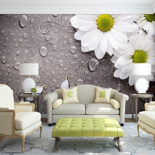 Beibehang Custom wallpaper 3d mural retro white waterdrops flowers background wall living room bedroom wallpaper papel de parede