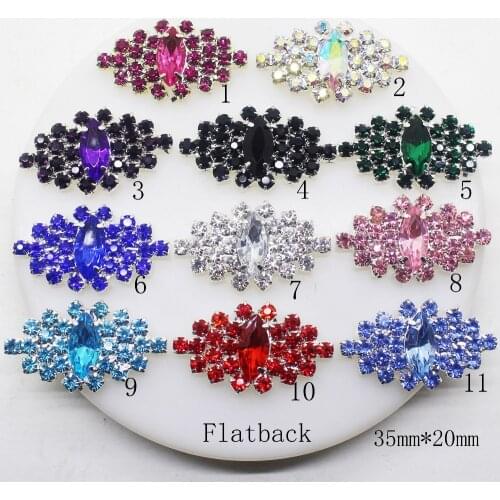 5Pcs/Lot 35*20mm rhinestones button Acrylic folder diy girl hair accessory color 11 Initation flower liory Ribbon