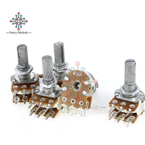 5 PCS/Lot WH148 6 Pin Potentiometer Resistor 1K 2K 5K 20K 50K 100K 500K Ohm 6 Pin Linear Taper Rotary Potentiometer for Arduino