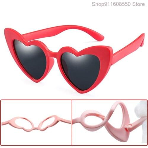 GOZLUGU 2021 New Kids Polarized Sunglasses Children Heart Sun Glasses Girls Boys Silicone UV400 Child Mirror Baby Eyewear Gafas