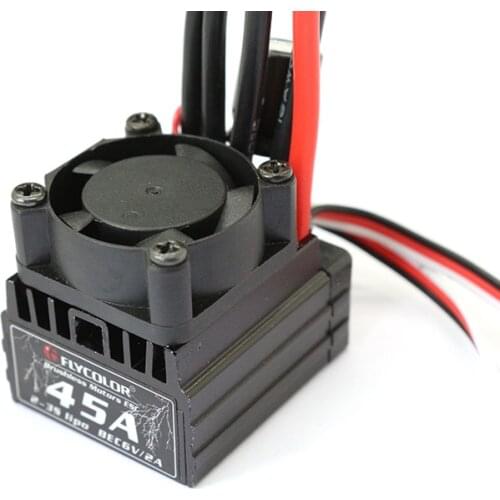 Flycolor Car ESC Thunder 45A Waterproof Electronic Speed Controller With Fan Radiator For RC Model Clinbling /Truck Cars Toy