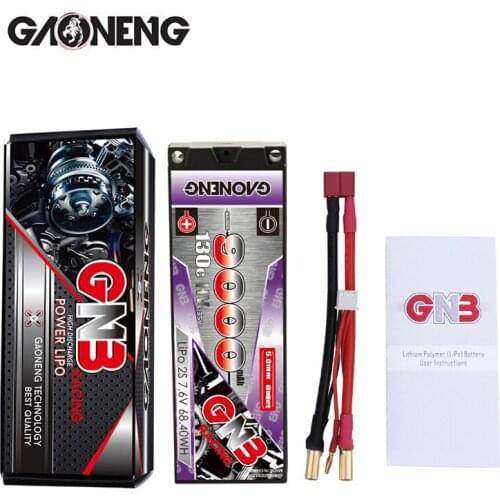 GAONENG GNB 9000mAh 2S 7.6V 130C/260C See Through 5.0mm Bullet Hardcase HV LiPo Battery for 1:10 1/10 RC Car Boat Parts