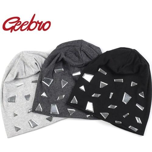 Geebro Women Casual Fashion Mirror Accessories Hats 2020 New Spring Soft Ladies Beanies hat Winter Baggy Gorro Girls cap
