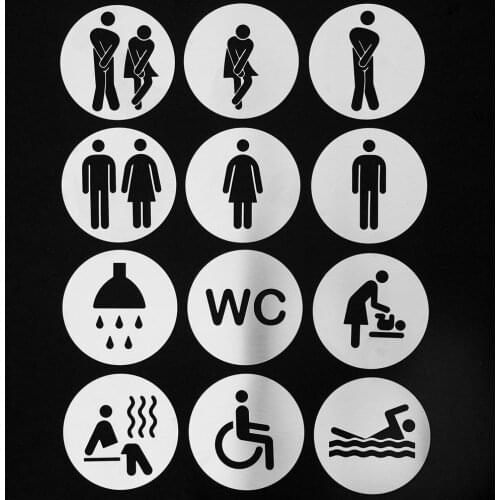 House number 1.2mm PVC door signs for bathrooms, toilets, hotels /circle-shaped/ Door sign