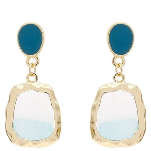 Fashion Bule Lake Earrings Metal Geometric Drop Earrings For Women Oil Cute Jewelry Birthday gifts