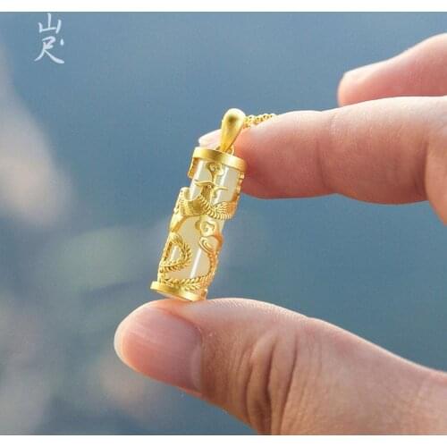 Phoenix Dance Natural Hetian Jade White Jade Phoenix S925 Sterling Silver Jade Prosperity Brought by the Dragon and the Phoenix