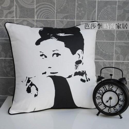 NEW black white Pillow cover / Audrey Hepburn cushion cover / pillow cushion covers home decorative sofa cushions