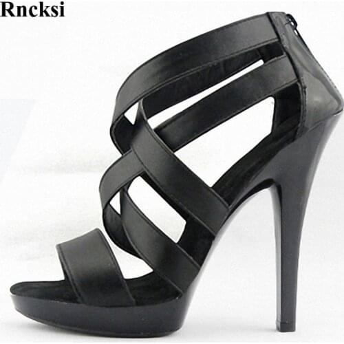 Rncksi New Comfortable sexy Roman sandals Thin Heels platform sandals 13cm high heels stage Womens shoes