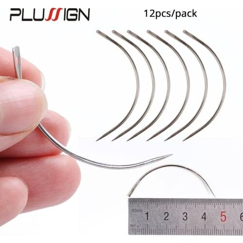 Plussign C Curved Needles Hand Sewing Needles Not Rusty Weaving Hair Extension Needle Modelling And Crafts Sewing Hair Tools