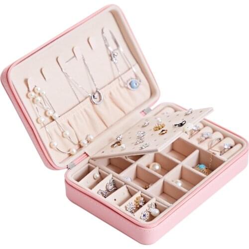 Portable Jewelry Box Organizer Display Storage Leather Large Big Mirror Multi-function Necklace Earring Ring Box for Jewelry