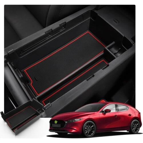 RUIYA Car Armrest Storage Box For Mazda 3 4th 2019 2020 Center Console Storage Box Car Interior Holder Secondary Container