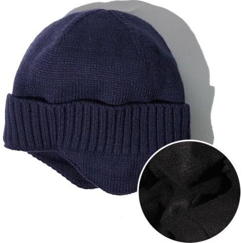 KENSHELLEY Unisex Hat Casual Beanies Winter Biking Ear Protection Knitted Hat Woolen Velvet Warm Acrylic Crochet Ski Beanie Hat