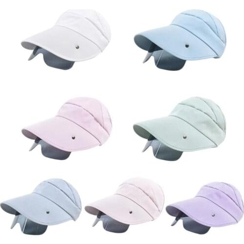 Women Ladies Summer Empty Beach Hat Solid Color Large Wide-Brim Anti-UV Breathable Sun Hat Multiple Color Options