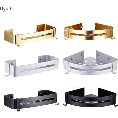 Bathroom Triangular Space Aluminum Shelf Free Perforation Toilet Shelf Wall-mounted Black Shower Shower Rack DyuIhr