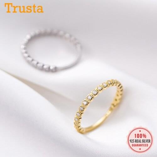 Trustdavis Real Minimalist 925 Sterling Silver Fashion Sweet INS Dazzling CZ Finger Ring For Women Wedding S925 Jewelry DA1271