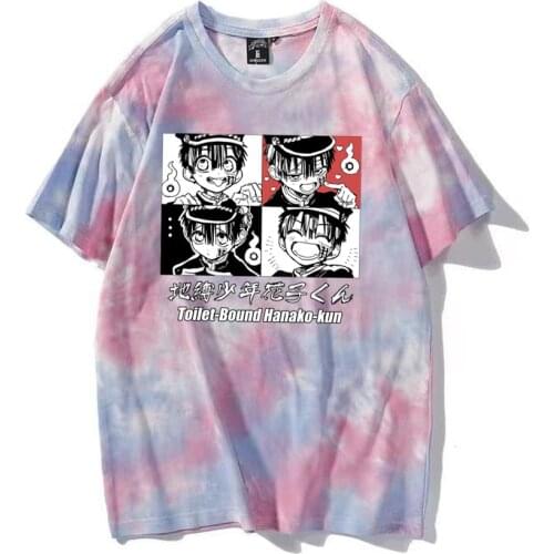 Tie Dye T-shirt Clothes Toilet-Bound Hanako-kun Funny Hanako-kun Cartoon T Shirt Women Men Fashion T-shirt Fashion Summer Top
