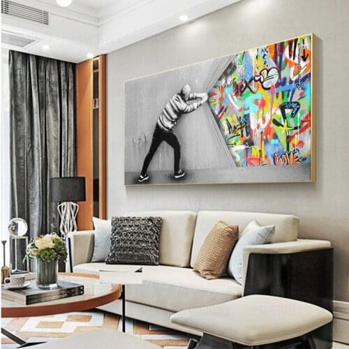 Behind The Curtain Graffiti Art Painting On Canvas Posters And Prints Street Wall Art Picture For Living Room Cuadros Home Decor