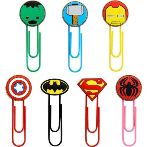 Bookmarks for Book Marvel Spideman Hulk Figure Paper Clips School Teacher Page Holder Stationery Office Supply Kids Xmas Gifts