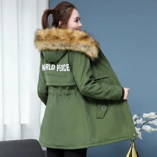 2021 Overcoat Parkas Cotton-Padded Jacket Women Winter Big Fur Collar Hooded Coat Female XL-4XL Plus Velvet Fashion Outerwear