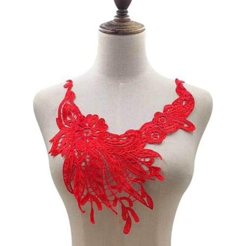 1PC Collar Lace Trim 3D Fabric Embroidery Flower DIY Patch Hollow Applique Sewing Applique